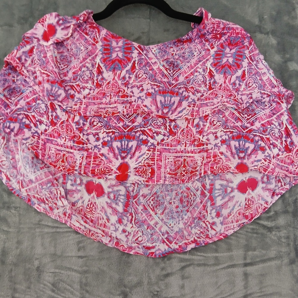 Iky & Me Blouse Womens Medium Sheer Boho Top Gold Beads Festival RN48829